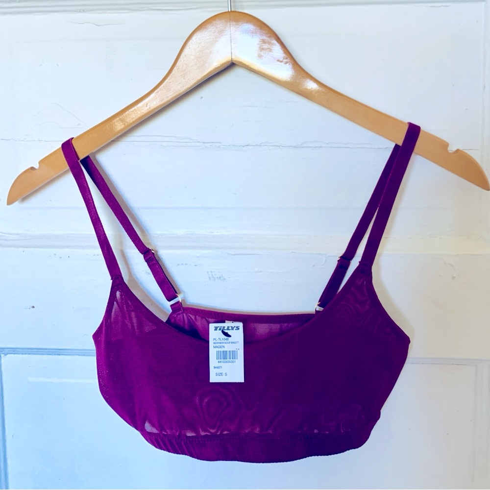 NWT Mesh Burgundy Bralette